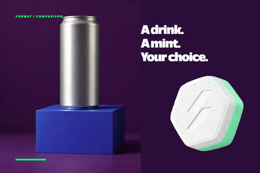 Unbranded beverage can and the original BoostMint mint for a format comparison